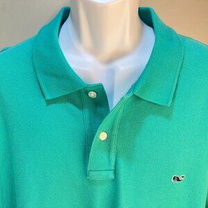 Vineyard Vines Men's solid green long sleeve rugby polo shirt 2XL XXL